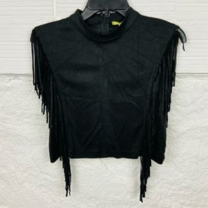 Gianni Bini boho fringed cropped top